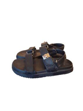 A New Day Black Sandals with Gold Accents, Size 8